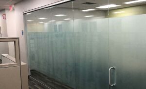 frosted-privacy film on an office glass door